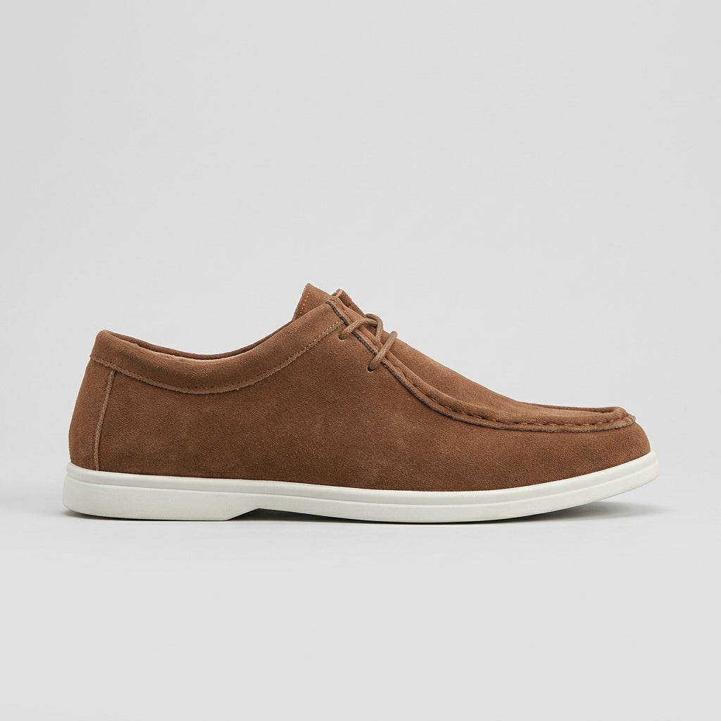 Men’s Lace-Up Suede Moccasin Casual Shoes Soft Sole