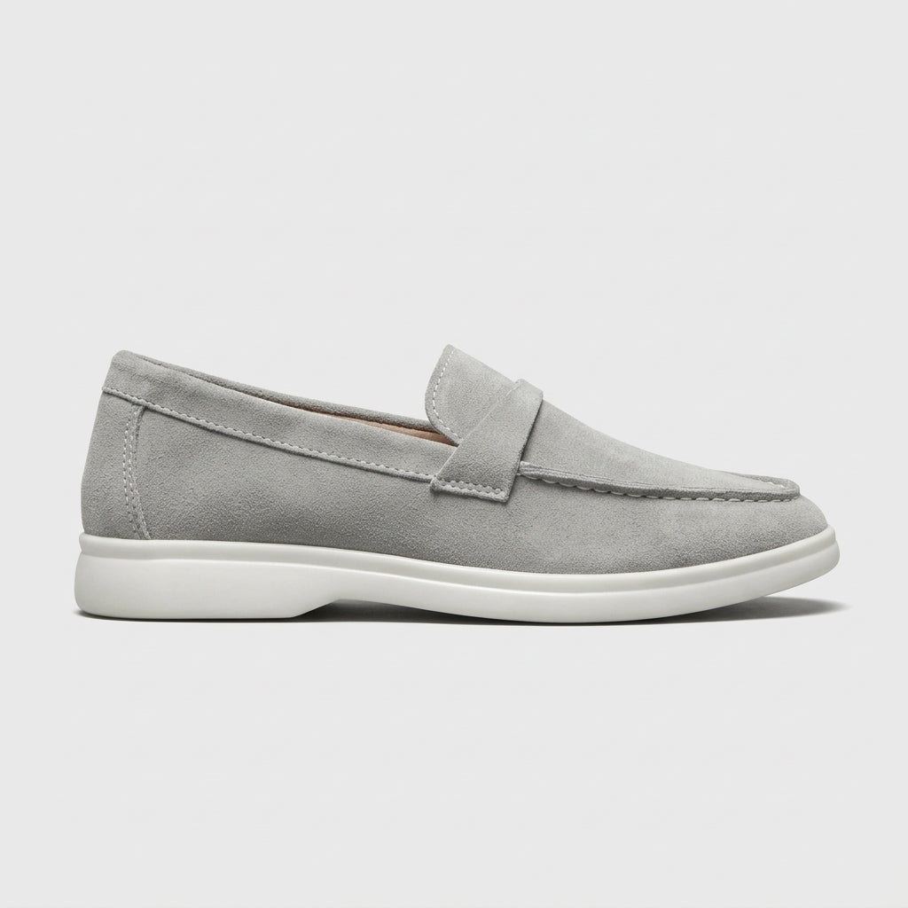 Women's Penny Loafers Suede Slip-On Moccasin Stitching