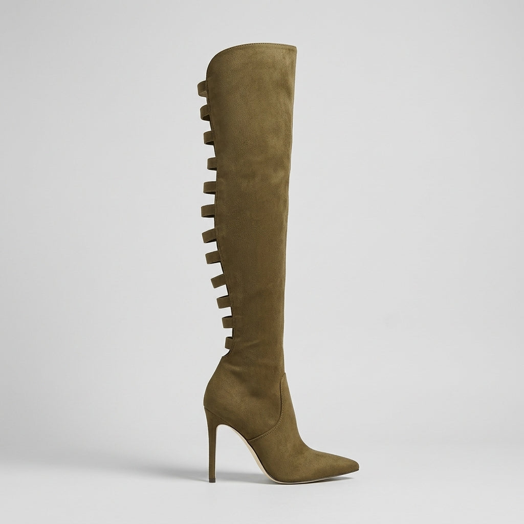 Women's Boots Over-The-Knee Stiletto Heel Side Cutout Zipper