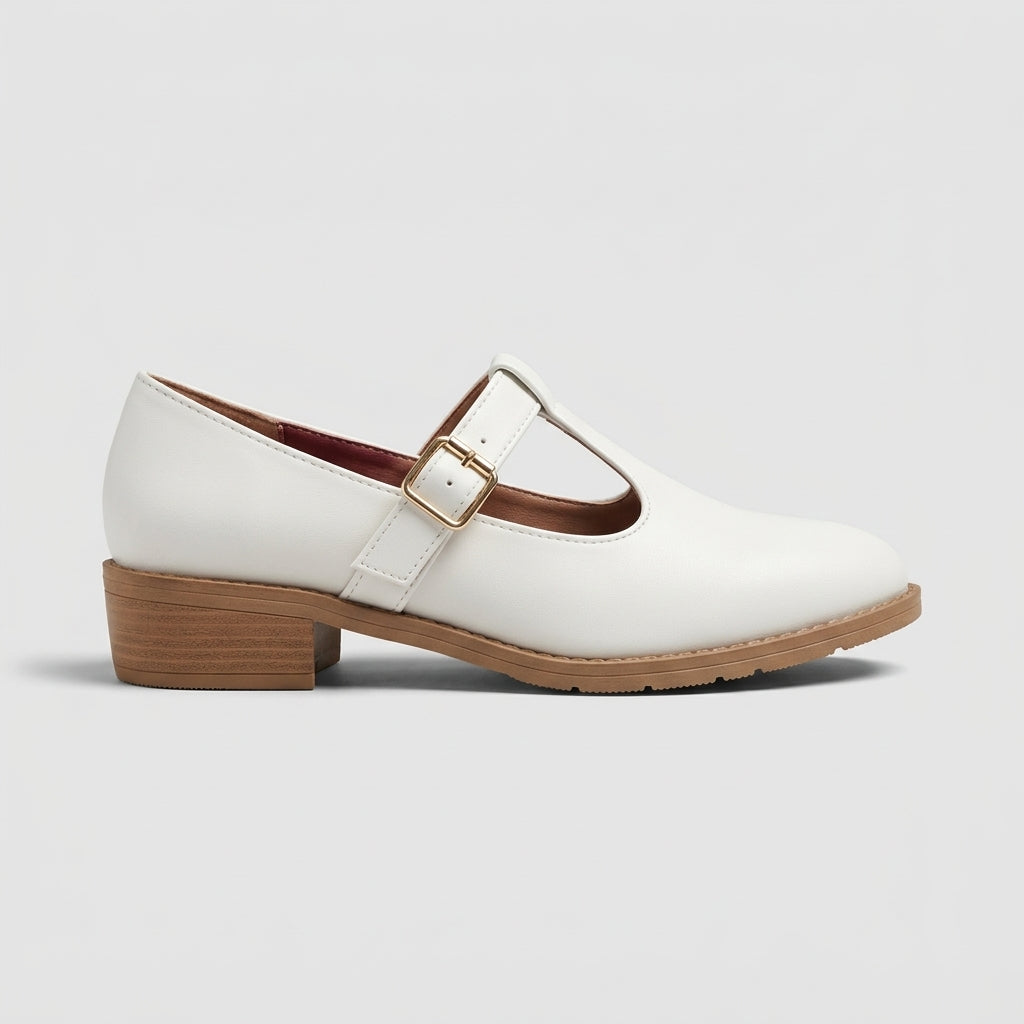 Women's Mary Jane Heels Pointed Toe Block Heel Buckle Strap