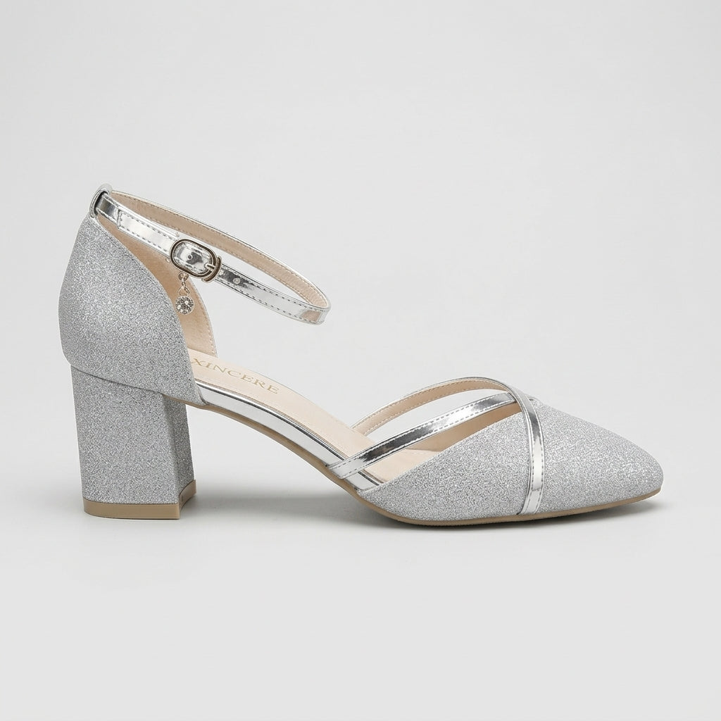 Women's Block Heels Pointed Toe Ankle Strap Closed Toe