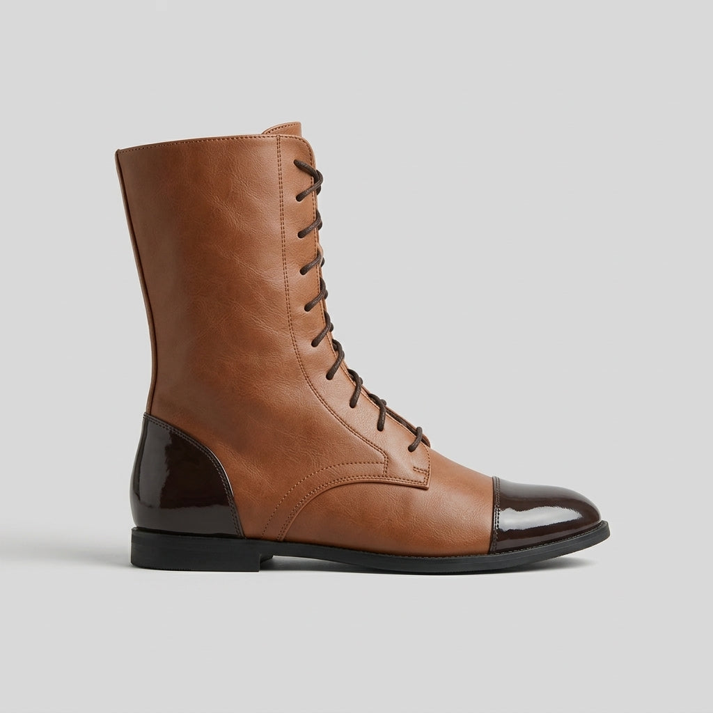 Women's Boots Mid-Calf Lace-Up Platform Block Heel Vintage Style