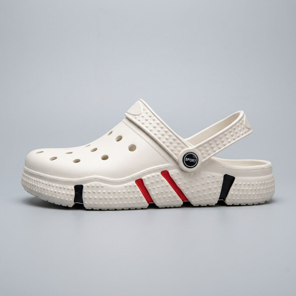 Men's Clogs Perforated Slip-On Adjustable Heel Strap Textured Sole