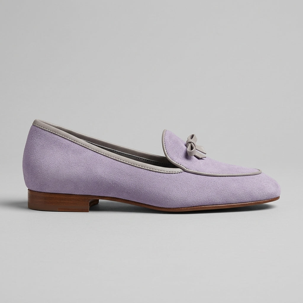 Women's Loafers Tassel Bow Almond Toe Flat Suede