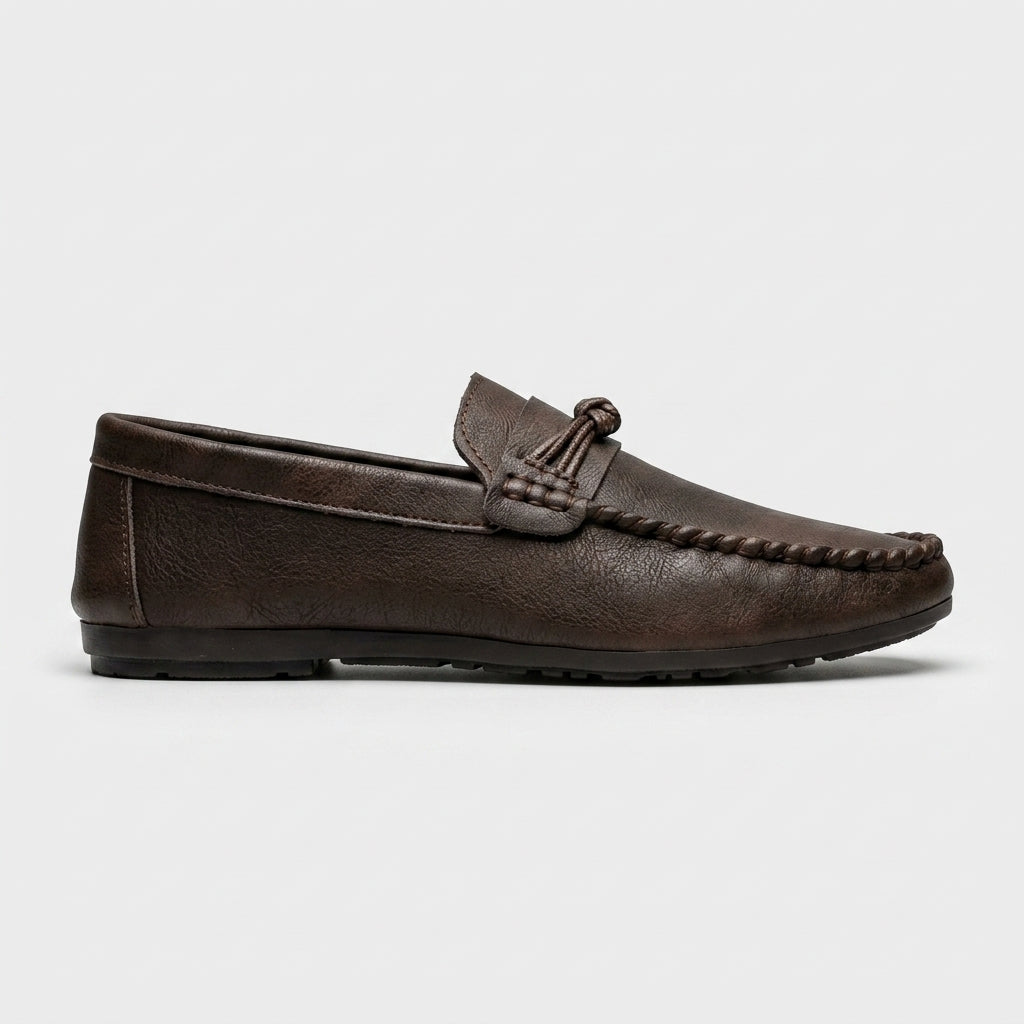 Men's Penny Loafers Moc-Toe - Knotted Tie Detail - Slip-On Flats