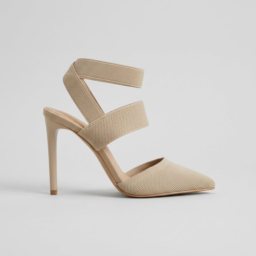 Women's Heels Pointed Toe Stiletto Elastic Straps Slingback