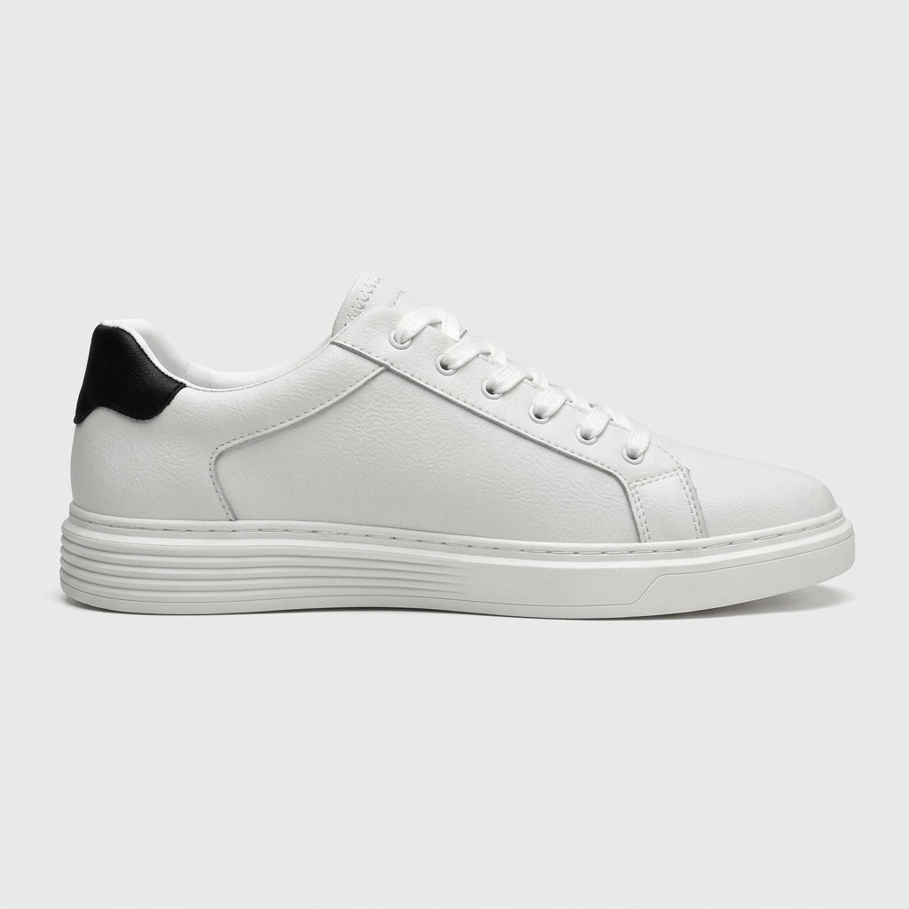 Men’s Cowhide Leather Low-Top Sneakers with Lace-Up Front