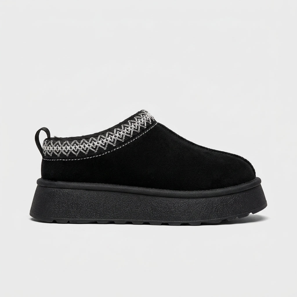 Women's Slippers Platform Slip-On Clog Sherpa-Lined Suede