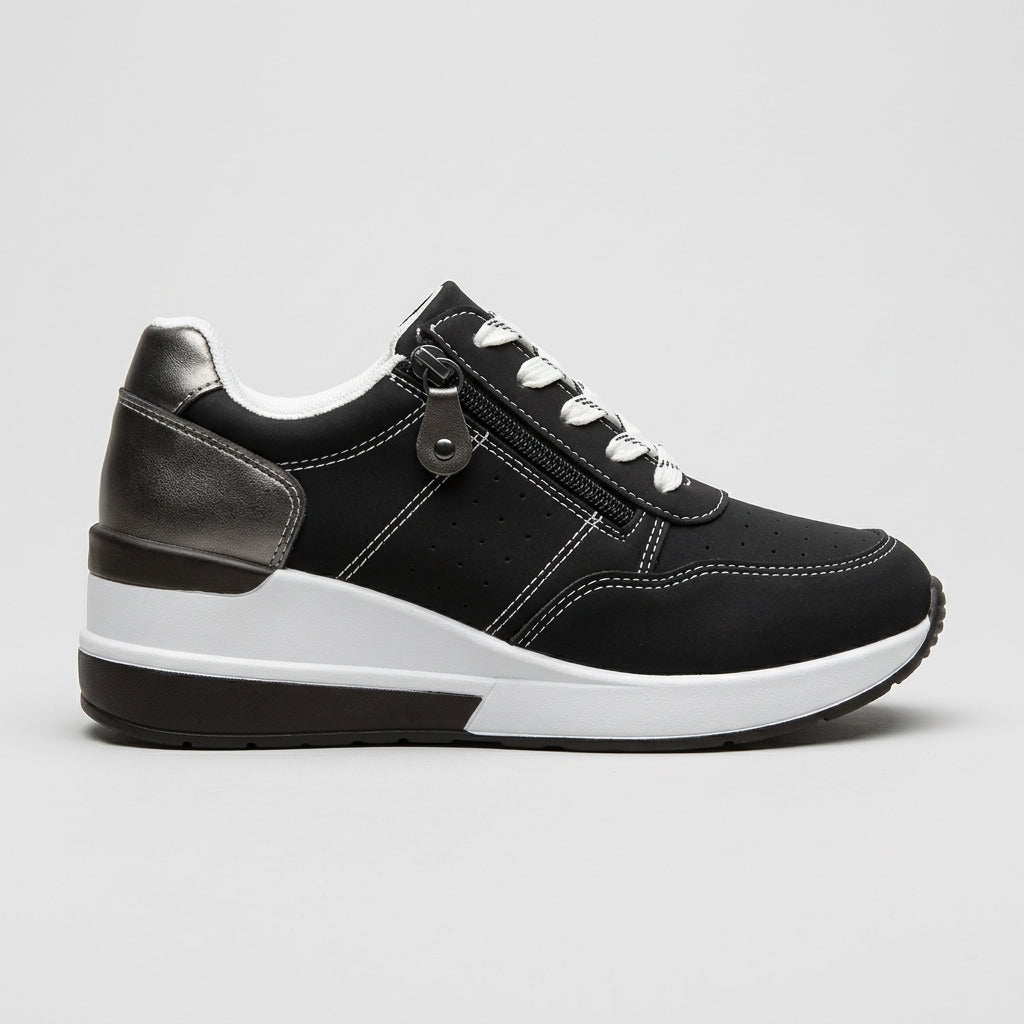 Women's Sneakers Low-Top Platform Lace-Up Side Zip