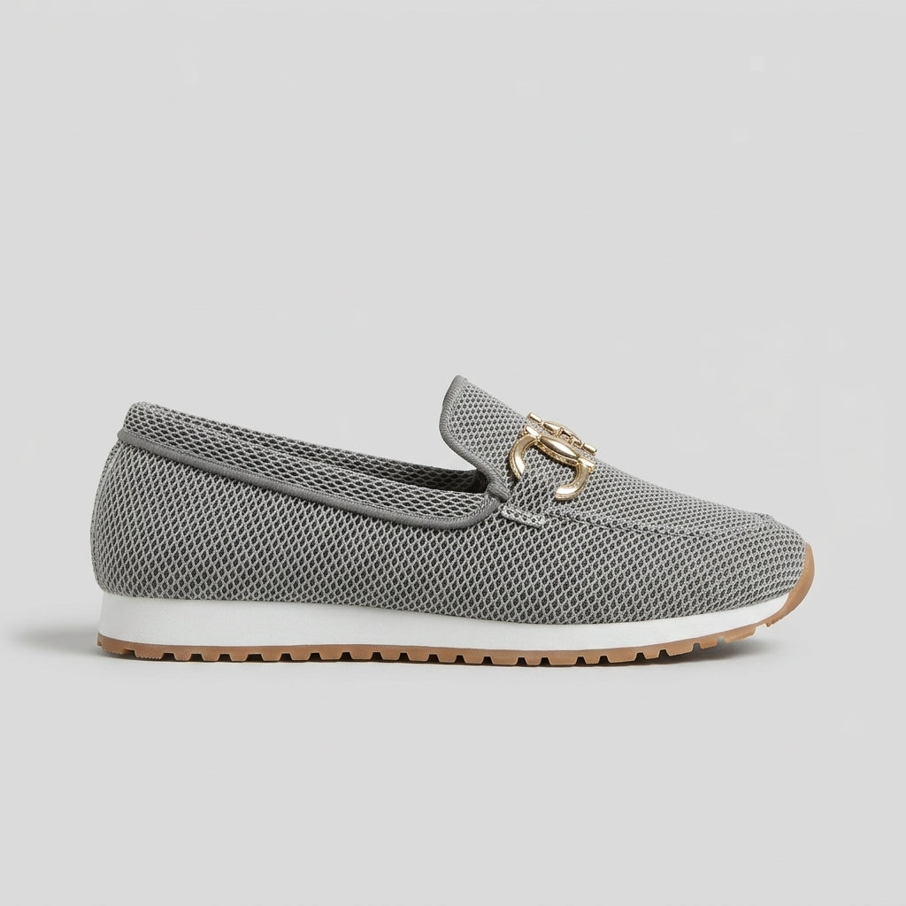 Women's Slip-On Loafers with Buckle-Link Accent and Platform Sole