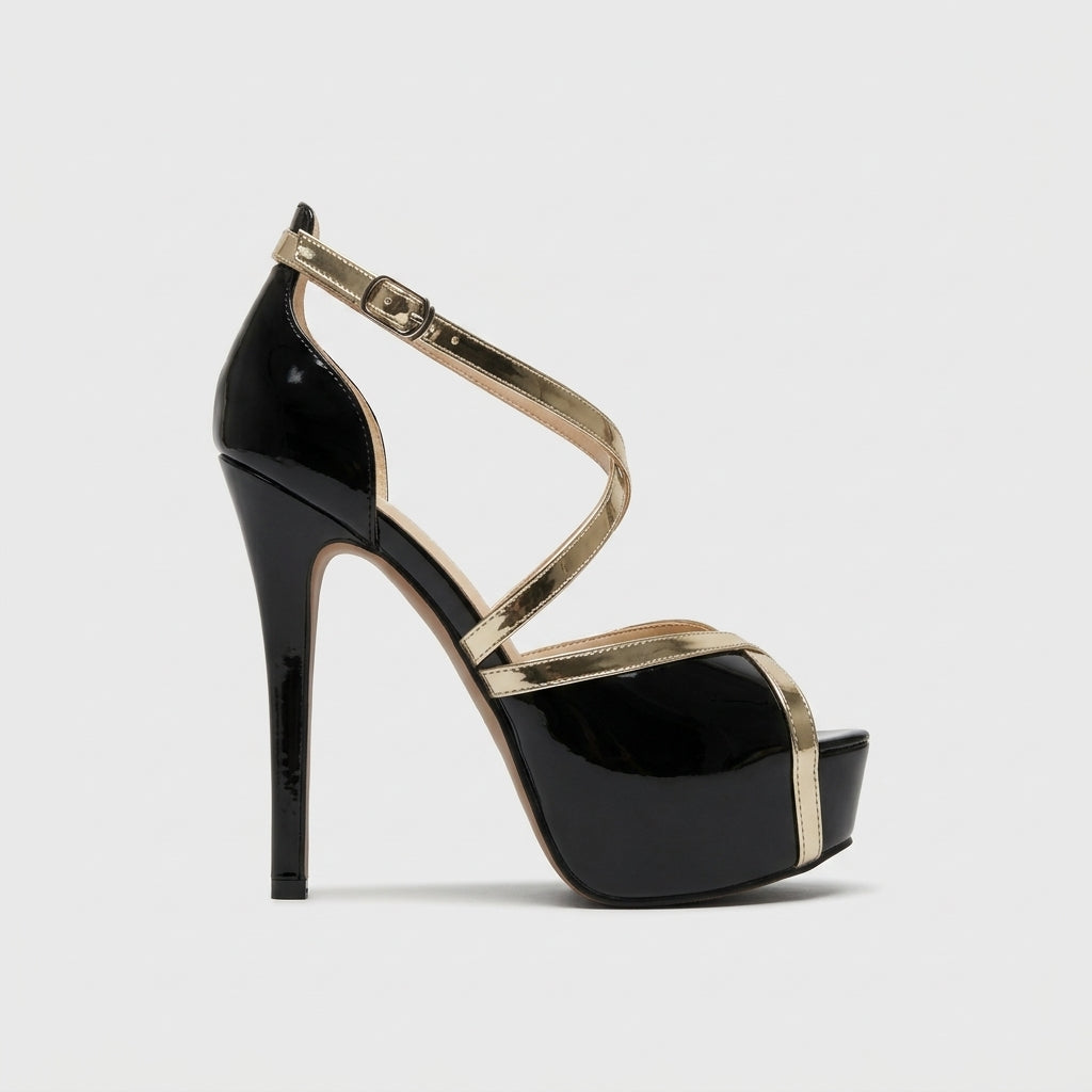 Women's Platform Heels - Open Toe - Strappy - Stiletto - Ankle Strap
