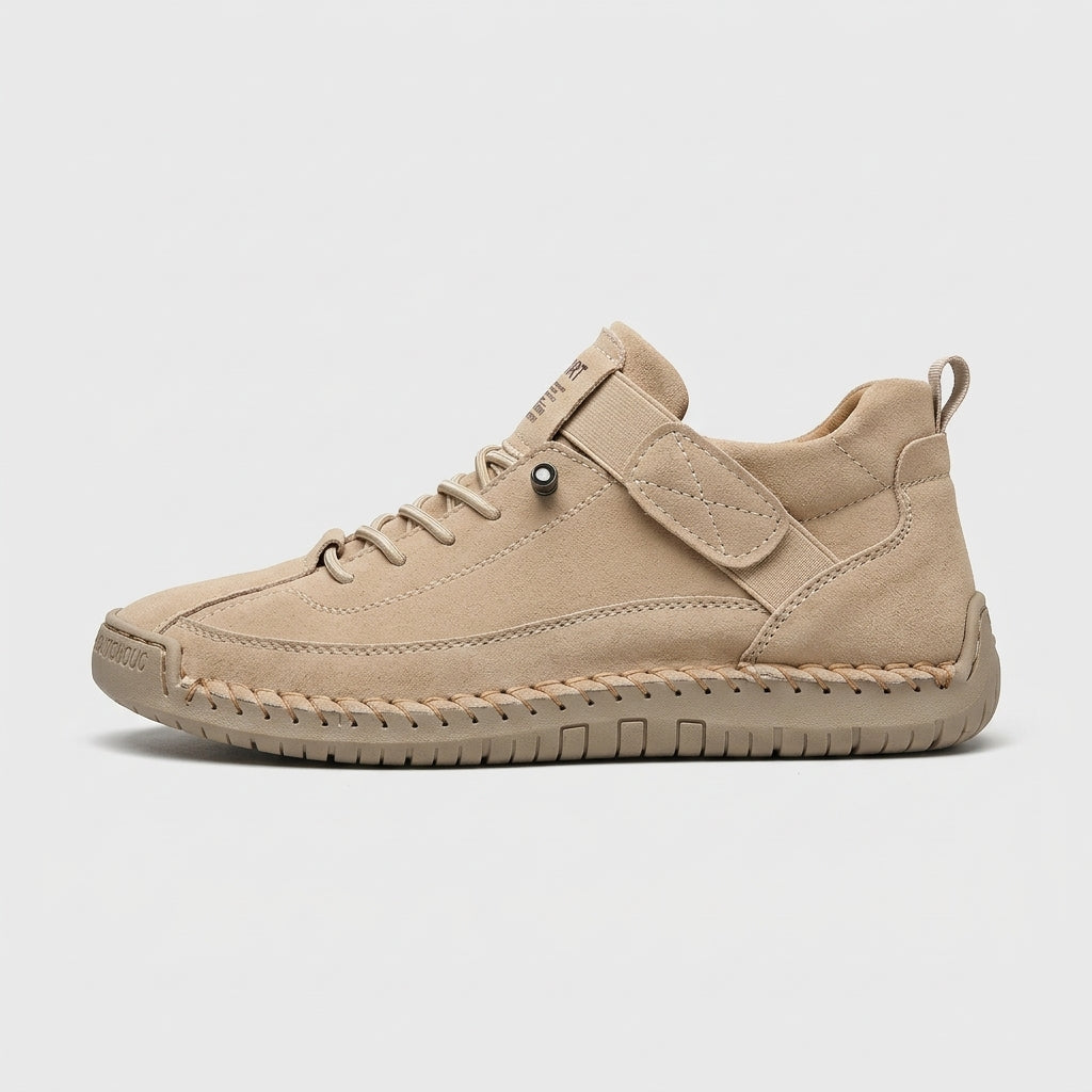 Men's Sneakers Low-Top Hand-Stitched Sole Hook-and-Loop Strap