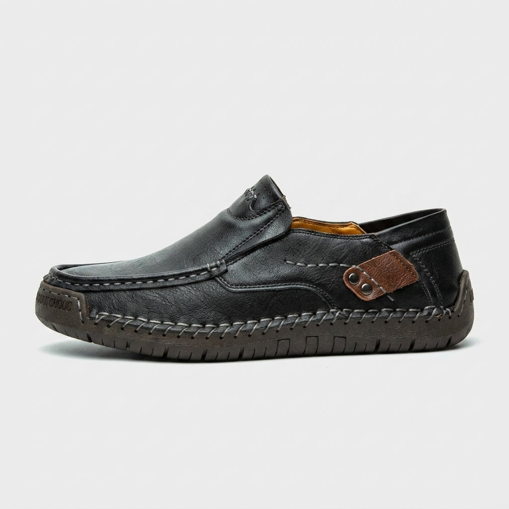 Men's Slip-On Loafers Moc Toe Leather - Contrast Stitching