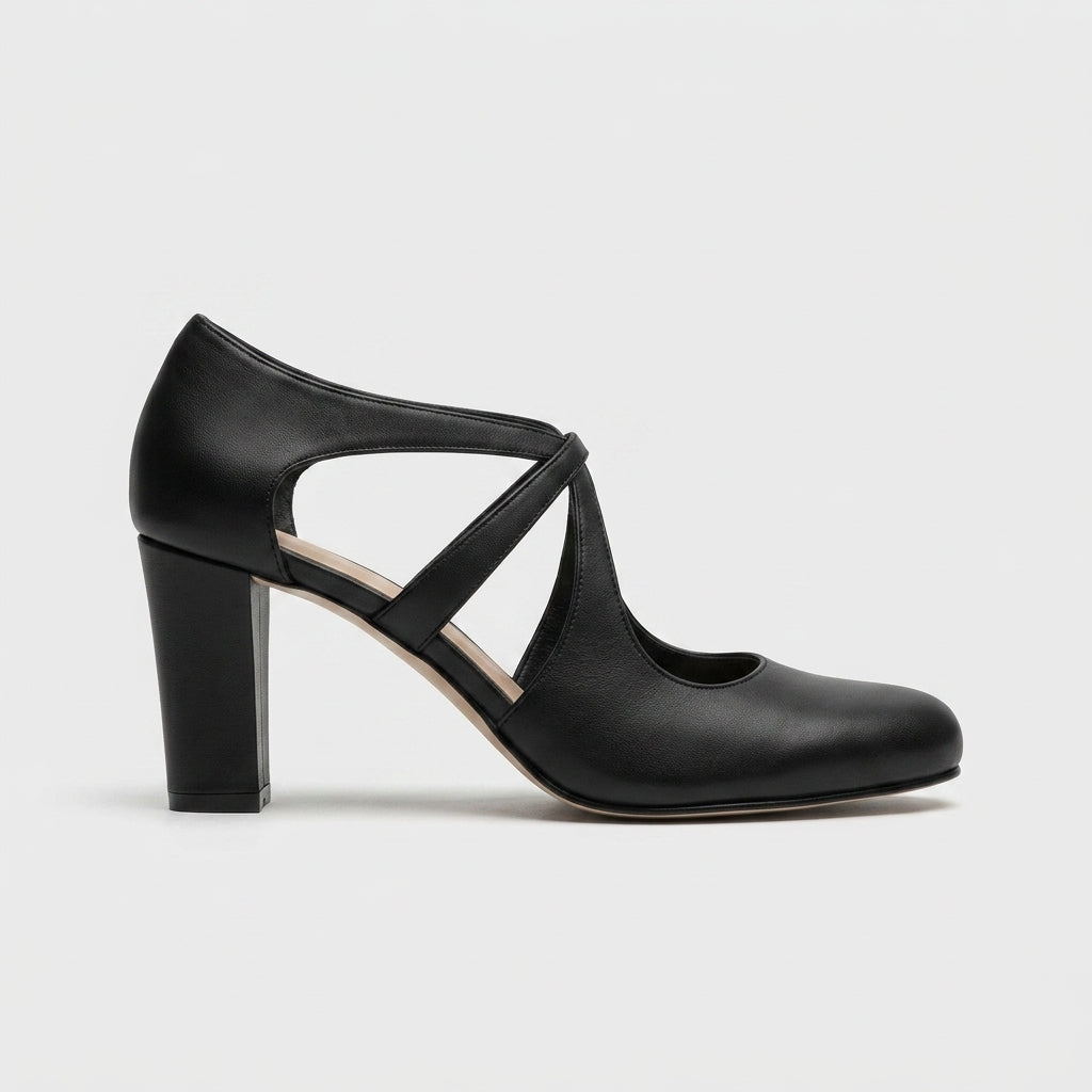 Women's Mary Jane Heels - Closed Toe - Block Heel - Ankle Strap