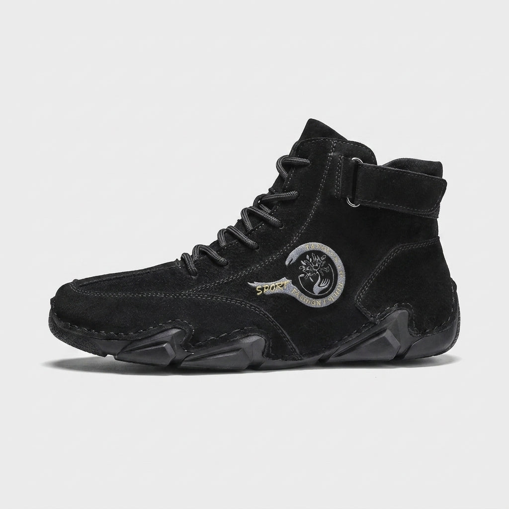 Men's High-Top Ankle Boots Lace-Up Suede Hook-and-Loop Strap