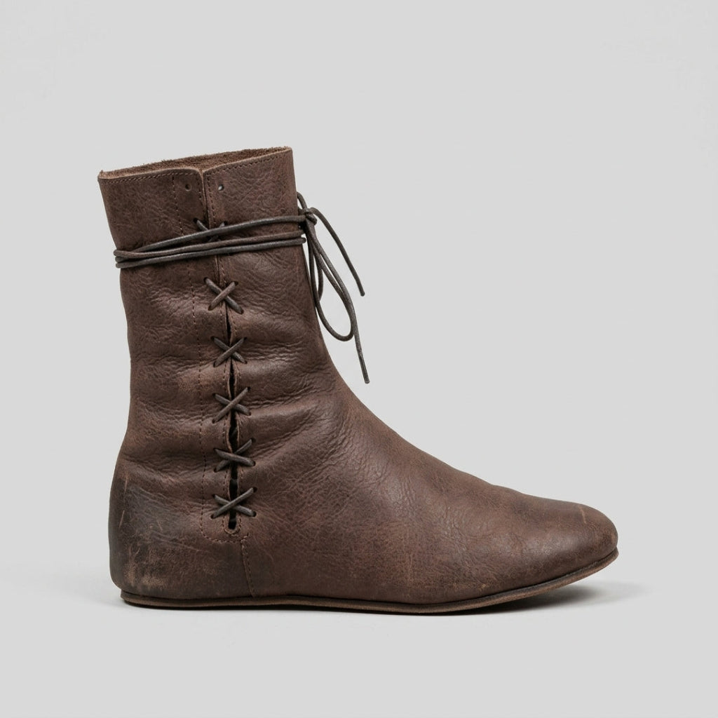 Men's Boots Mid-Calf Lace-Up Flat Sole Round Toe