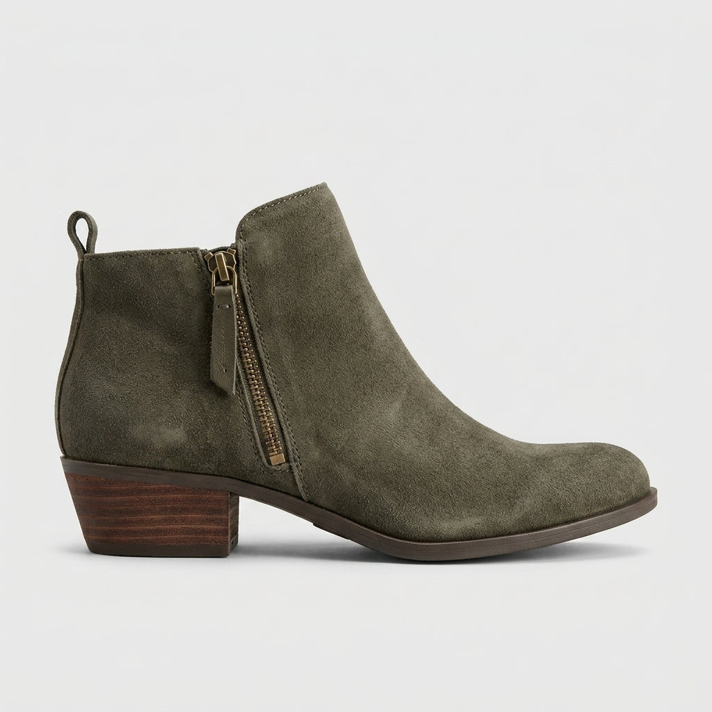 Women's Ankle Boots Pointed Toe Side-Zip Block Heel