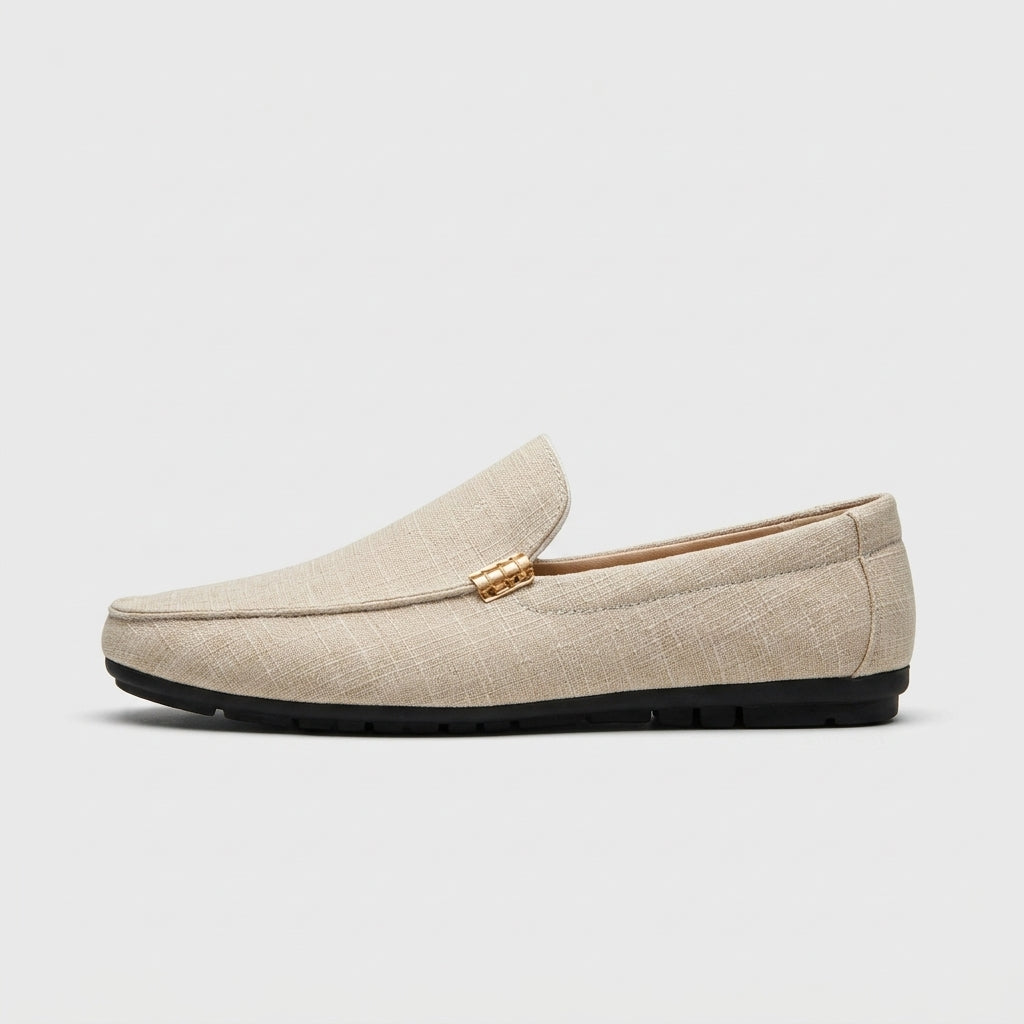 Men's Loafers - Slip-On - Moc Toe - Metal Hardware Accent
