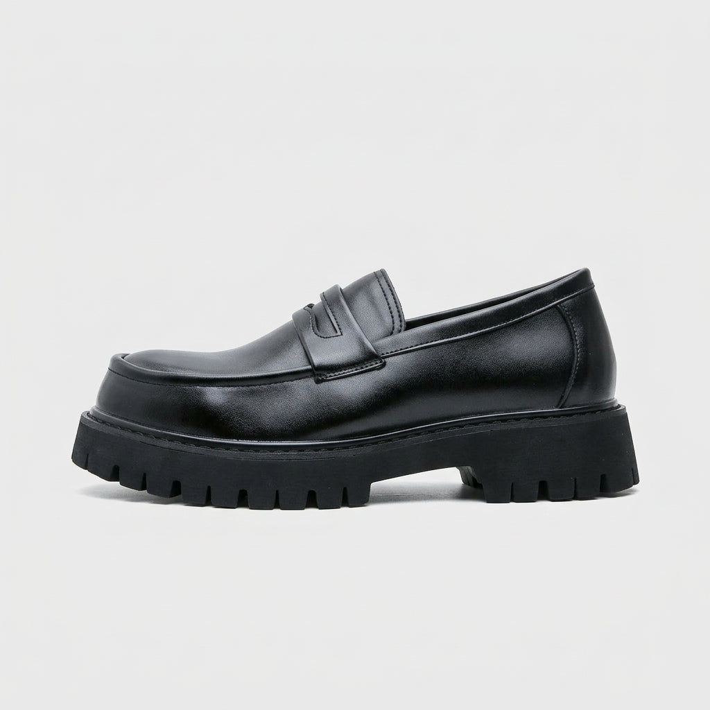 Men's Loafers Platform Black Height-Increasing Slip-On Dress Shoes