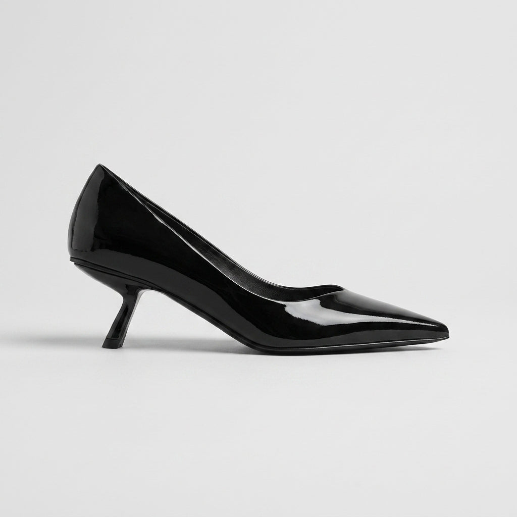 Women's Kitten Heels Pumps Pointed-Toe Low Block Heel Slip-On