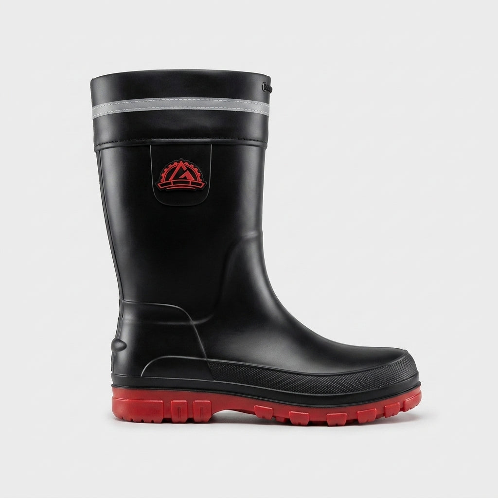 Men's Mid-Calf Rain Boots with Fleece Cuff and Lugged Sole