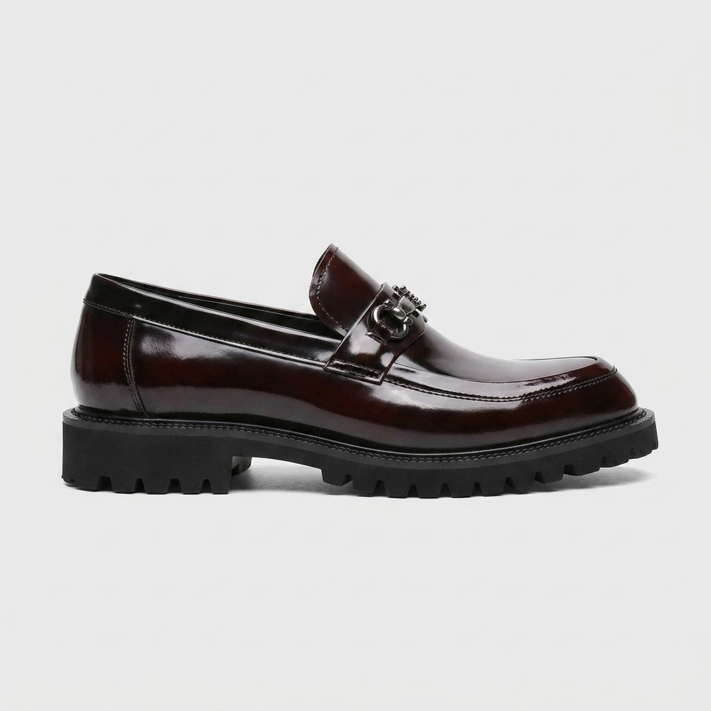 Men's Penny Loafers Glossy Leather - Lug Sole