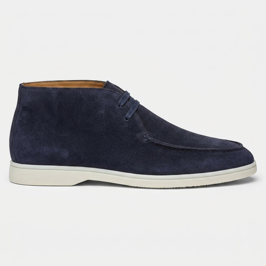 Men's Chukka Boots Suede - Lace-Up - Moc Toe - Rubber Sole