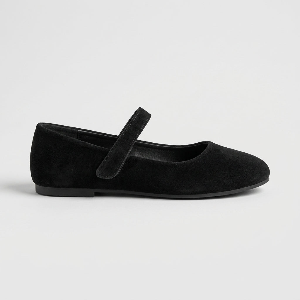 Women's Mary Jane Flats - Round Toe - Adjustable Strap