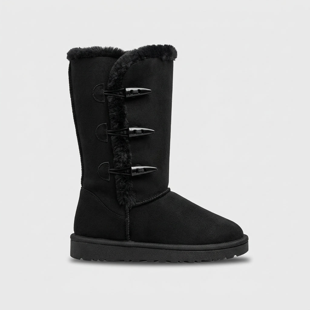 Women's Mid-Calf Boots Fur-Lined Toggle Closure Flat Sole