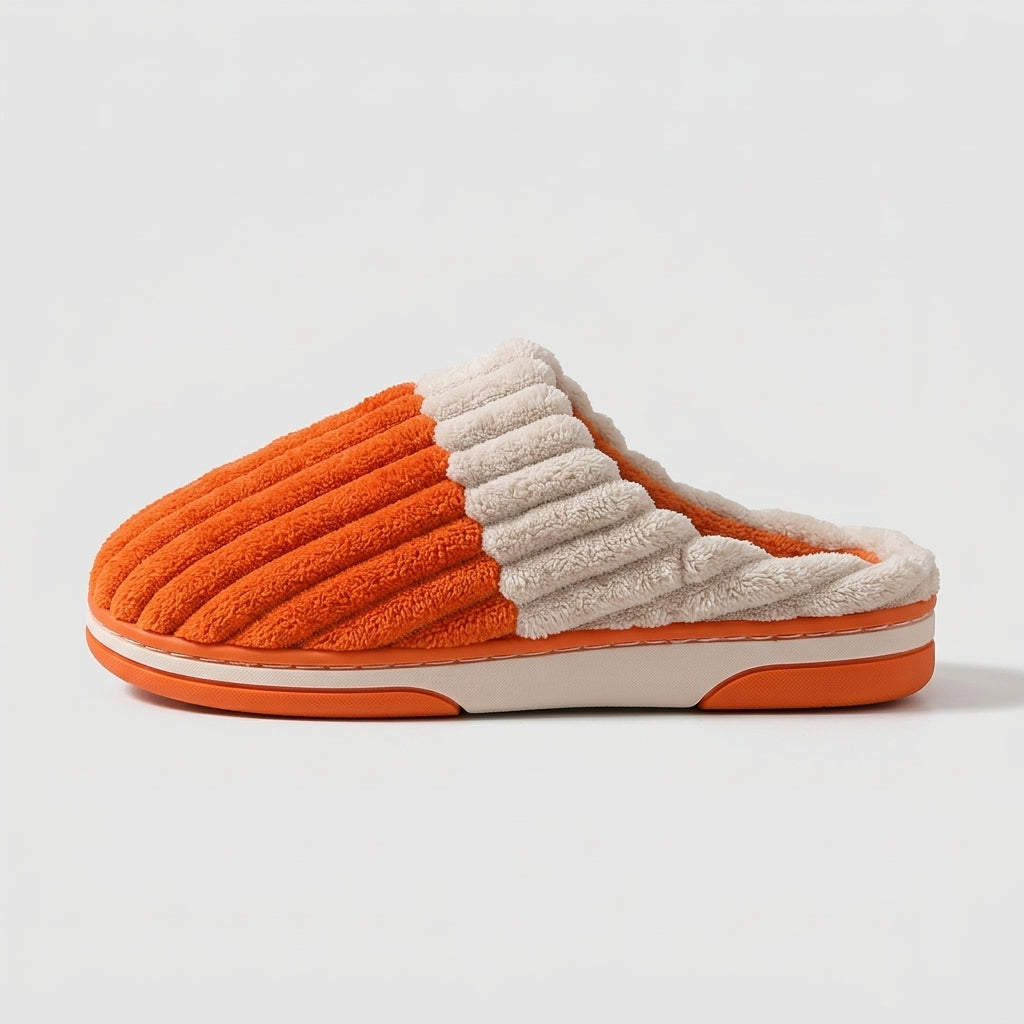 Women's Slippers Closed-Toe Ribbed Corduroy Two-Tone Backless