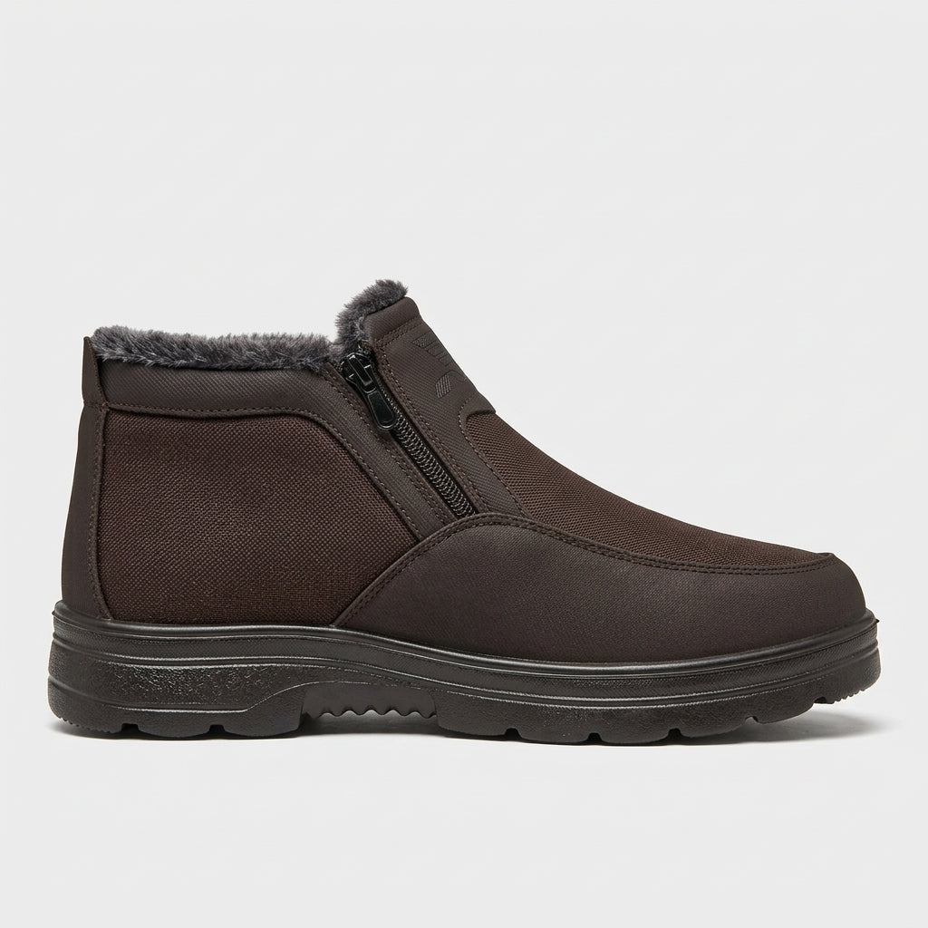 Men's Ankle Boots Faux Fur Lined Side Zip Lug Sole