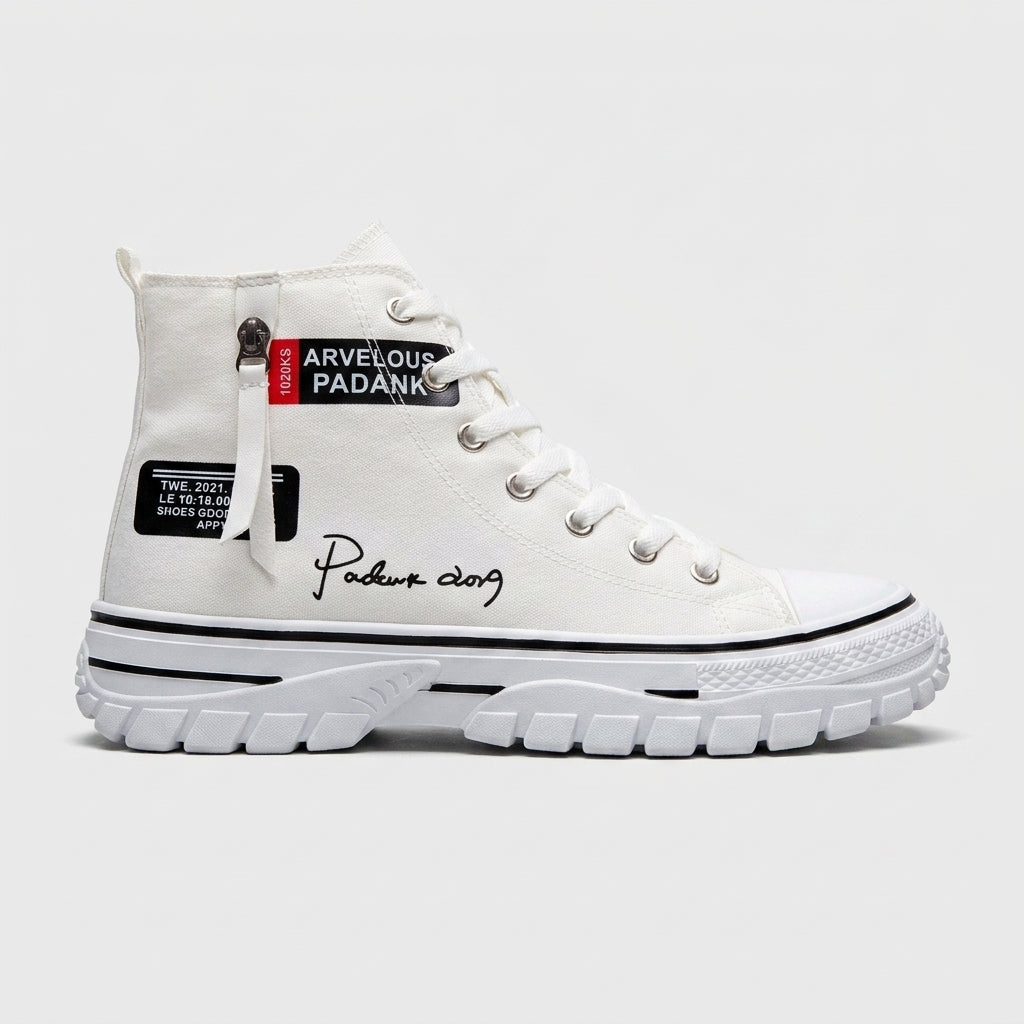 Men's High Tops Canvas Platform Sole Lace-Up Round Toe Sneakers
