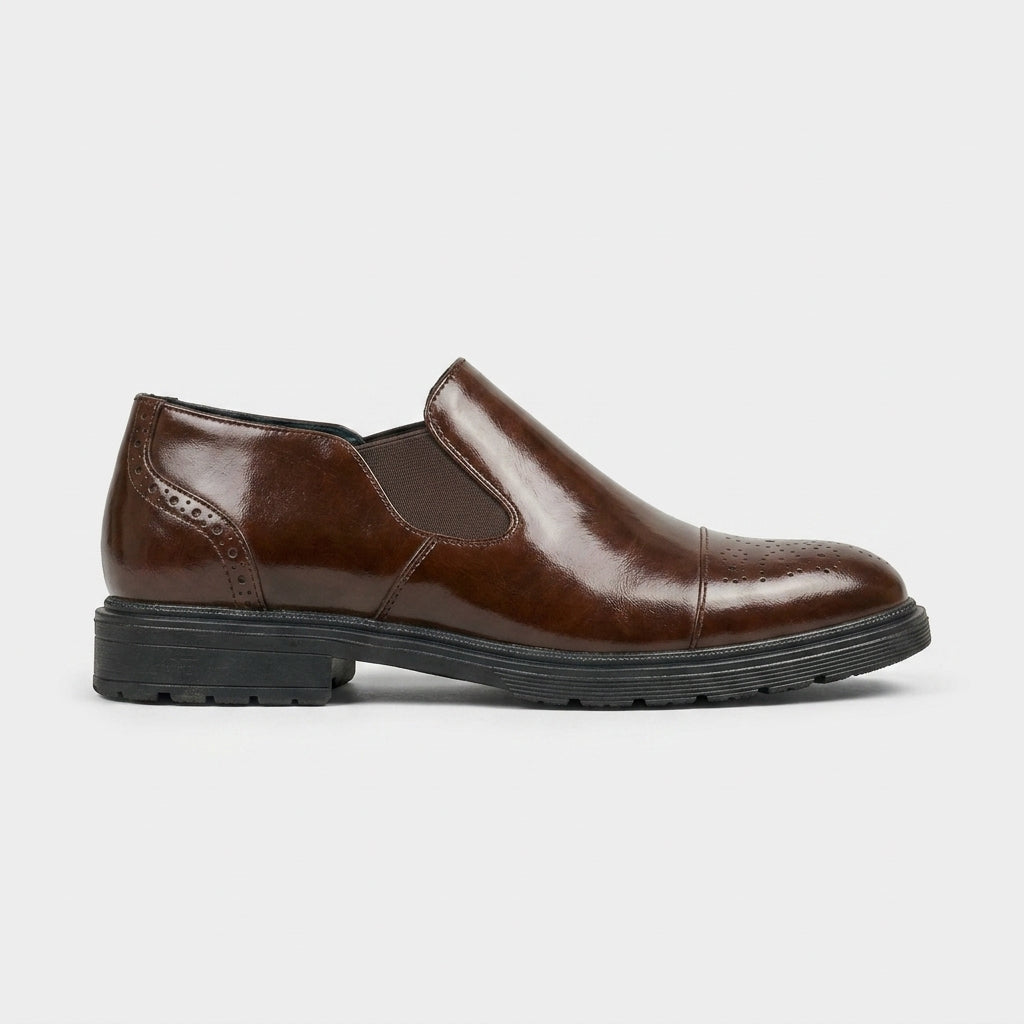 Men's Chelsea Boots Brogue Cap Toe Elastic Gore Treaded Sole
