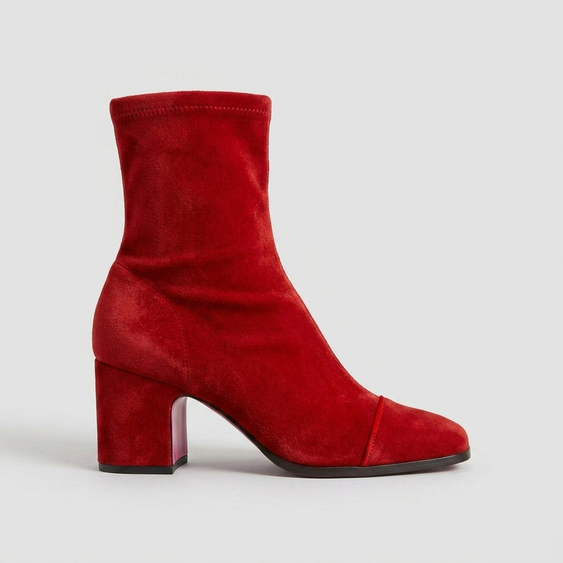 Women's Ankle Boots Square Toe High Heel Suede British Style