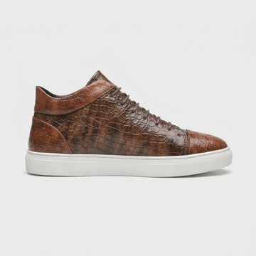 Men's Sneakers Mid-Top Croc-Embossed Lace-Up