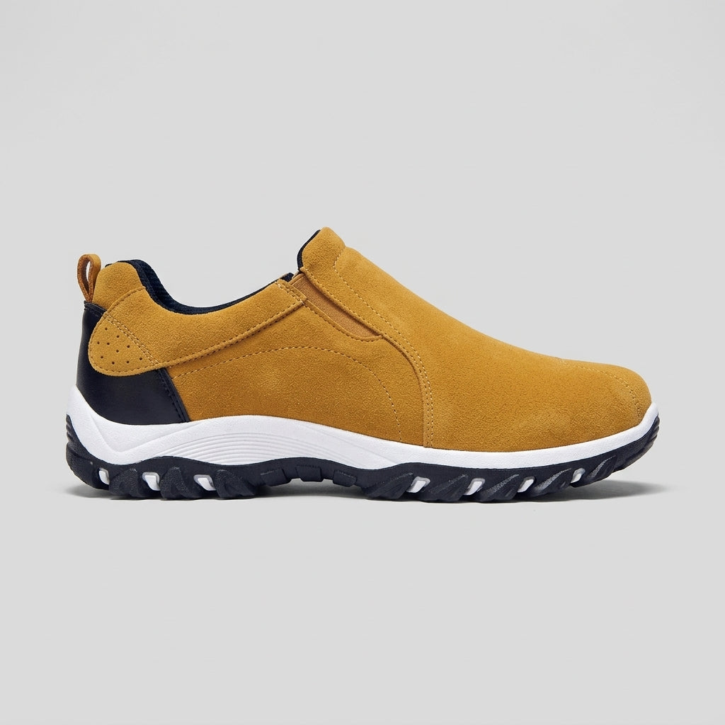 Men's Slip-On Shoes with Elastic Side Panel and Lugged Sole