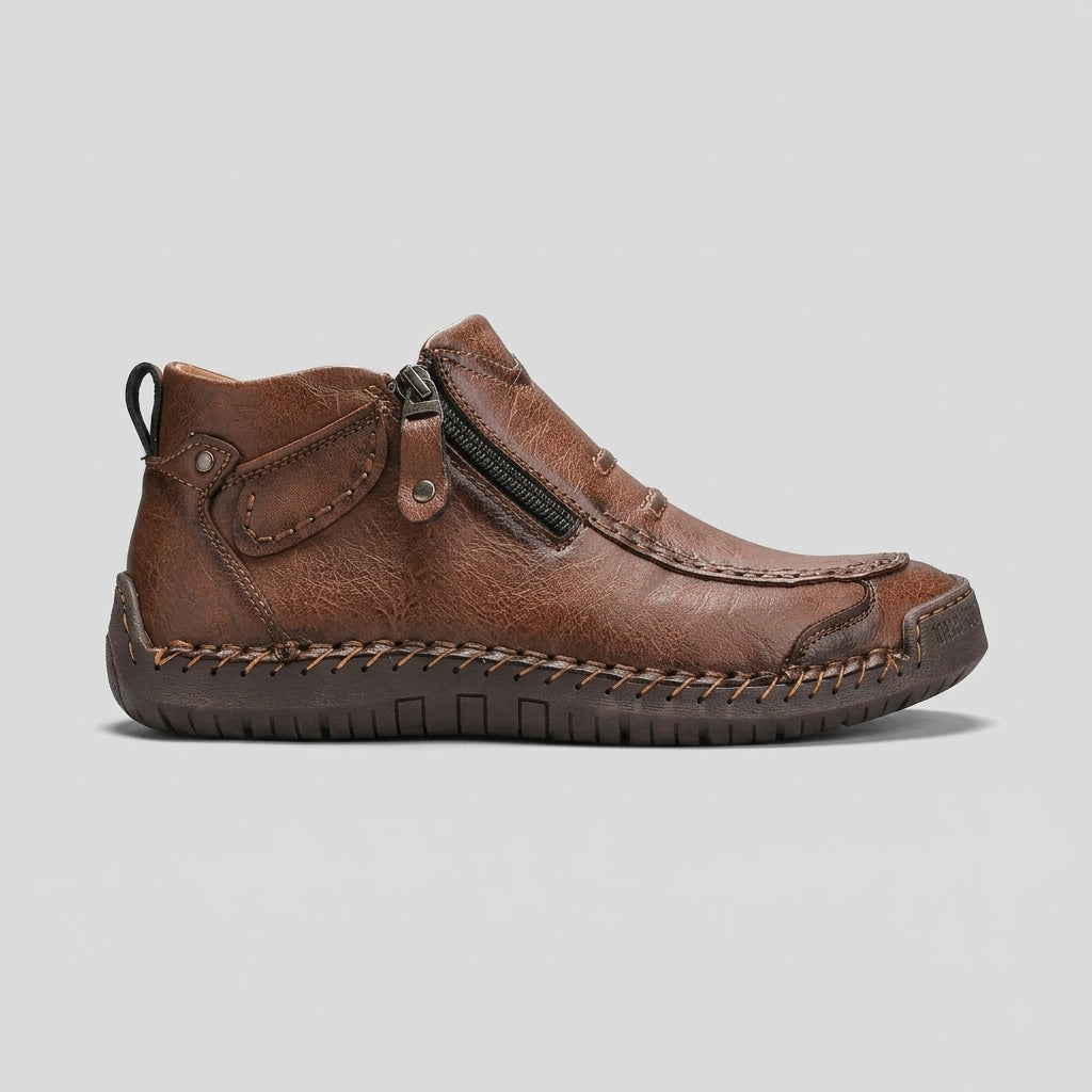 Men’s Casual Side Zip Ankle Boots Stitched Grip Sole