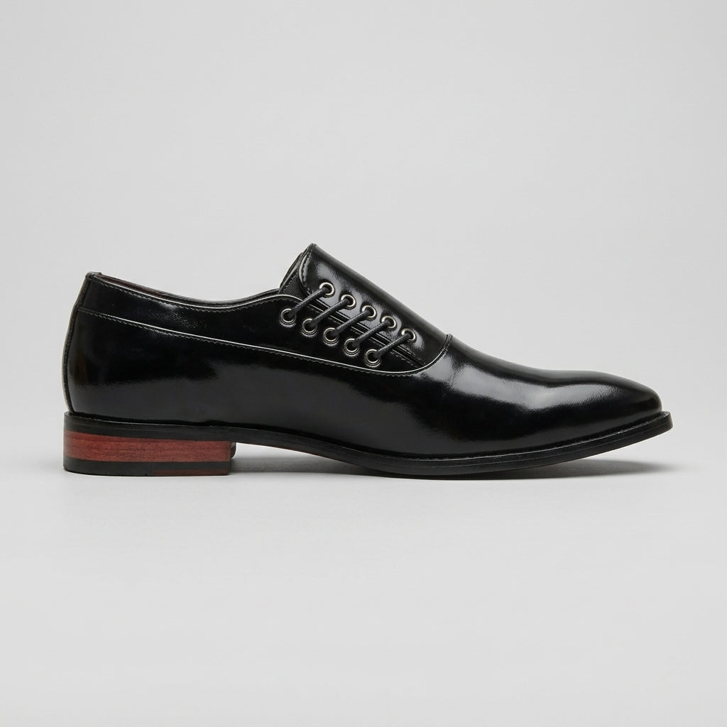 Men's Dress Shoes Pointed Toe Side Lace-Up Low Heel