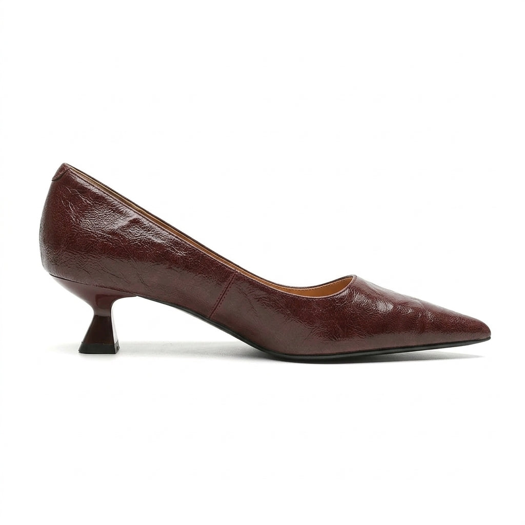 Women's Kitten Heels - Pointed Toe - Slip-On - Flared Heel