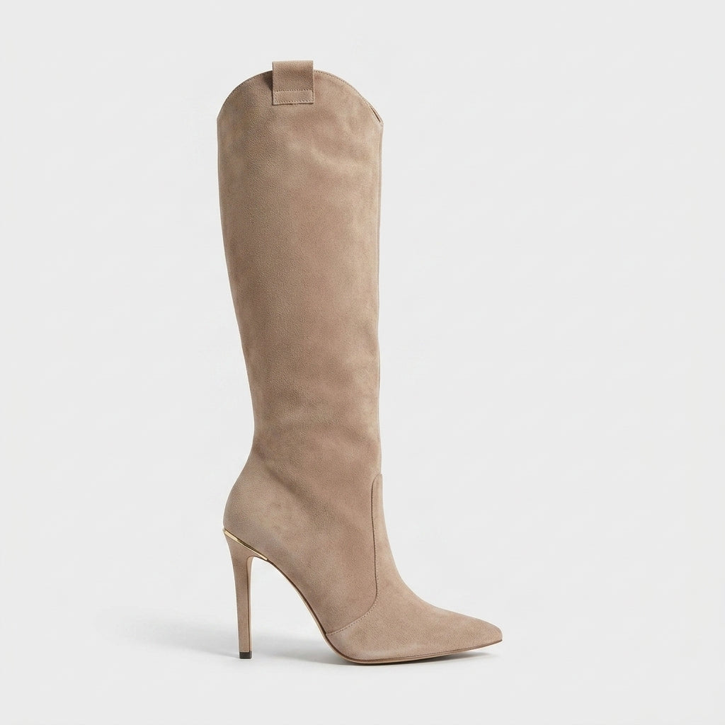 Women's Pointed Toe Knee-High Boots with Stiletto Heel