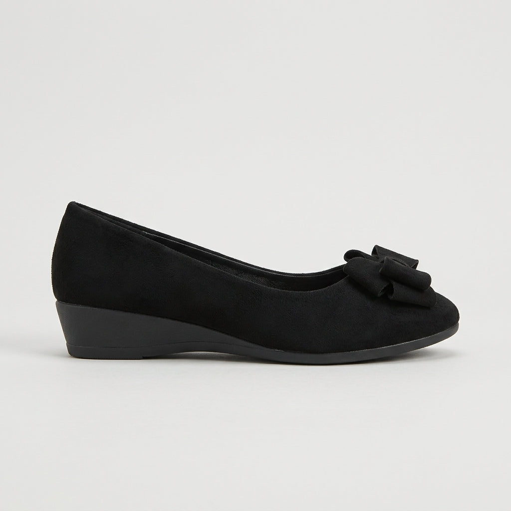 Women's Flats Bow Detail Round Toe Low Wedge Heel Slip-On