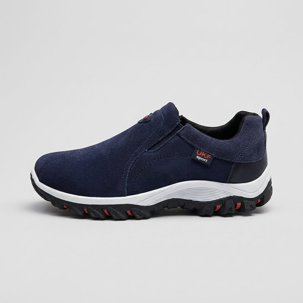 Men’s Suede Slip-On Outdoor Sneakers with Round Toe, Rugged Lug Sole