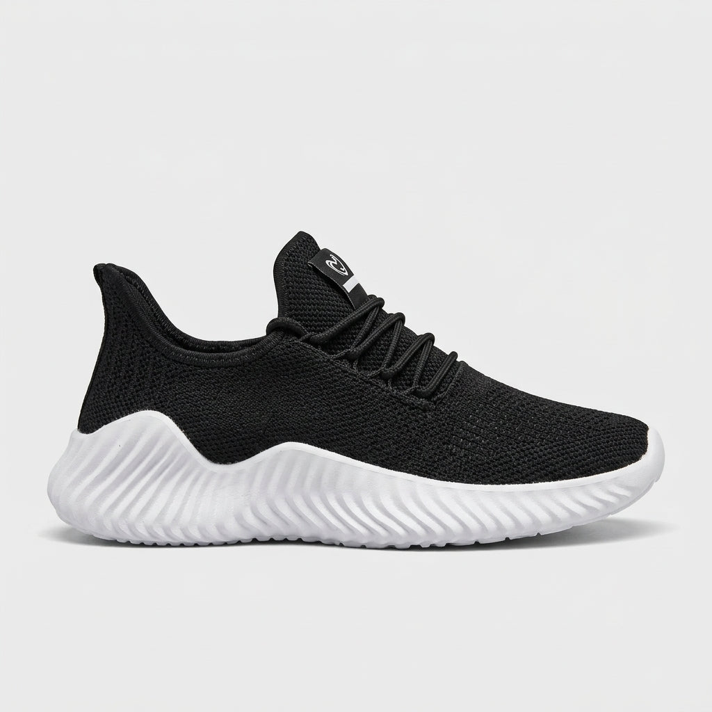 Men’s Knit Mesh Sneakers with Lace-Up Front, Sock Collar and Ridged Sole