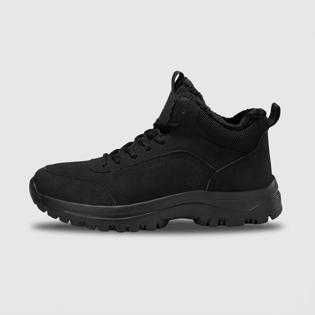 Men's Ankle Boots Lace-Up Fur-Lined Round Toe Rugged Tread