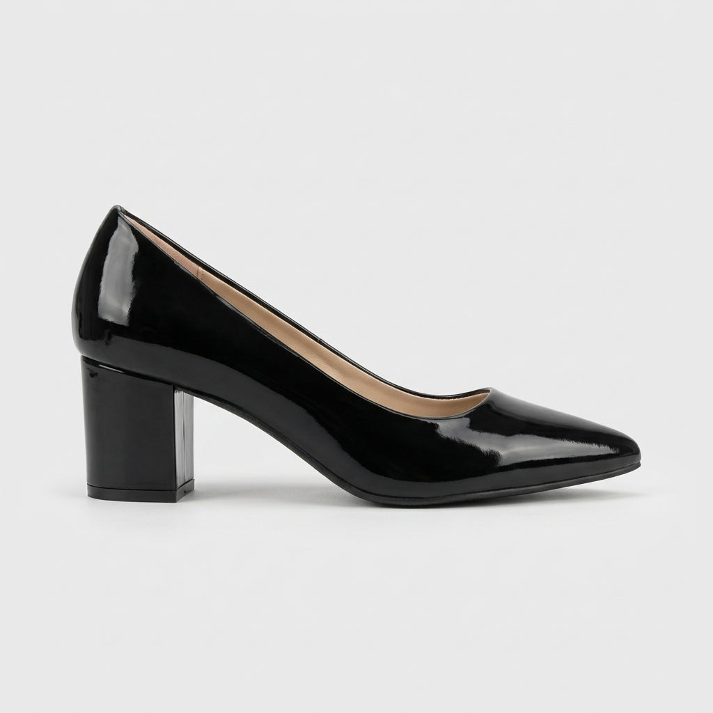 Women's Block Heels Pointed Toe Slip-On Pumps