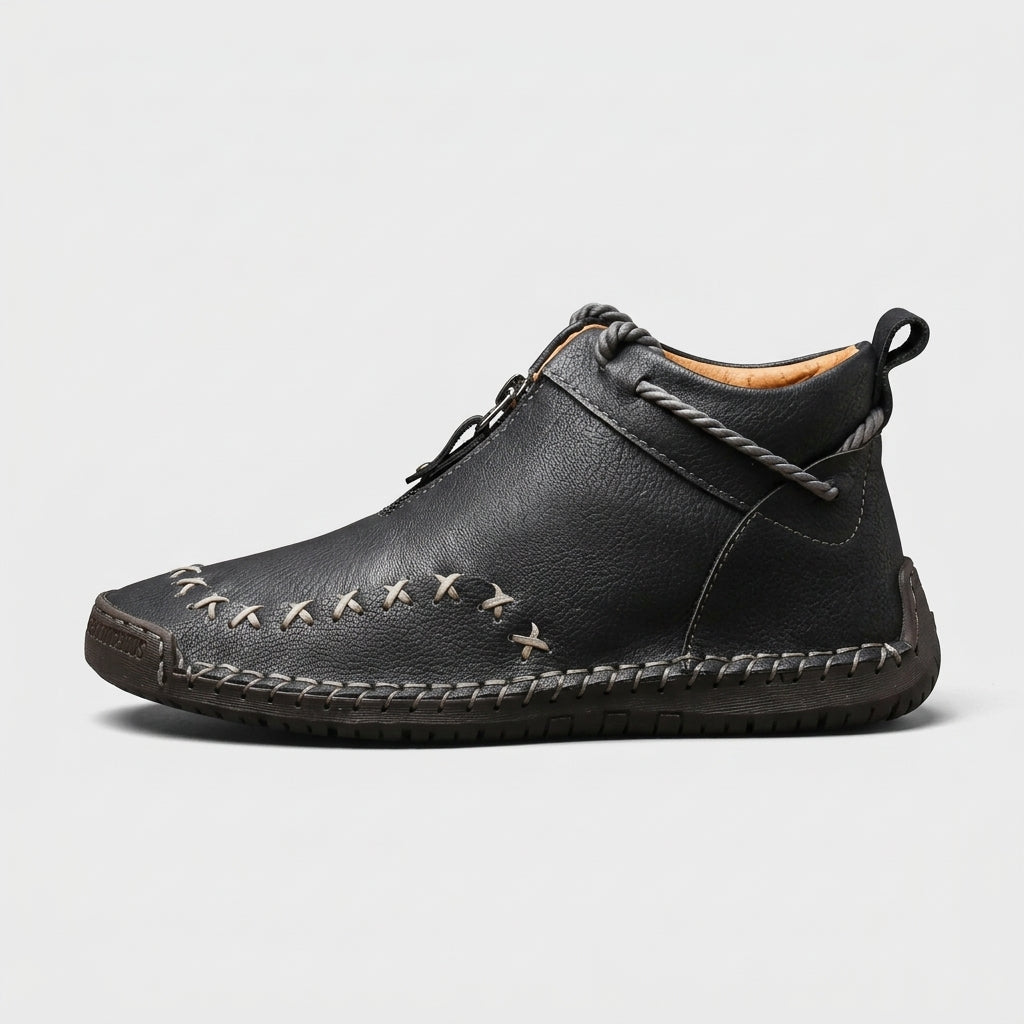 Men's Ankle Boots Stitched Panel Lace-Up Casual Outdoor