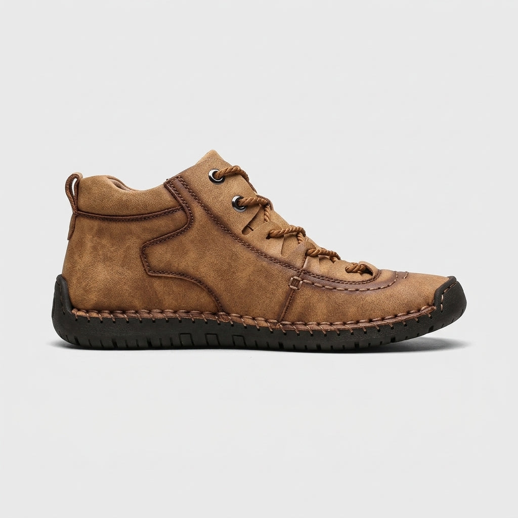 Men's Ankle Boots Mid-Top Lace-Up Hand-Stitched Rubber Sole