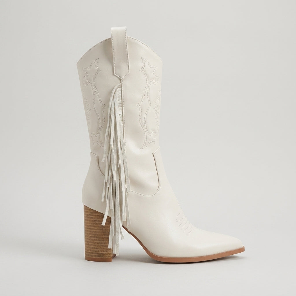 Women's Boots Fringe Western Mid-Calf Block Heel