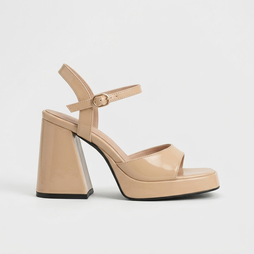 Women's Platform Sandals with Ankle Strap and Chunky Block Heel