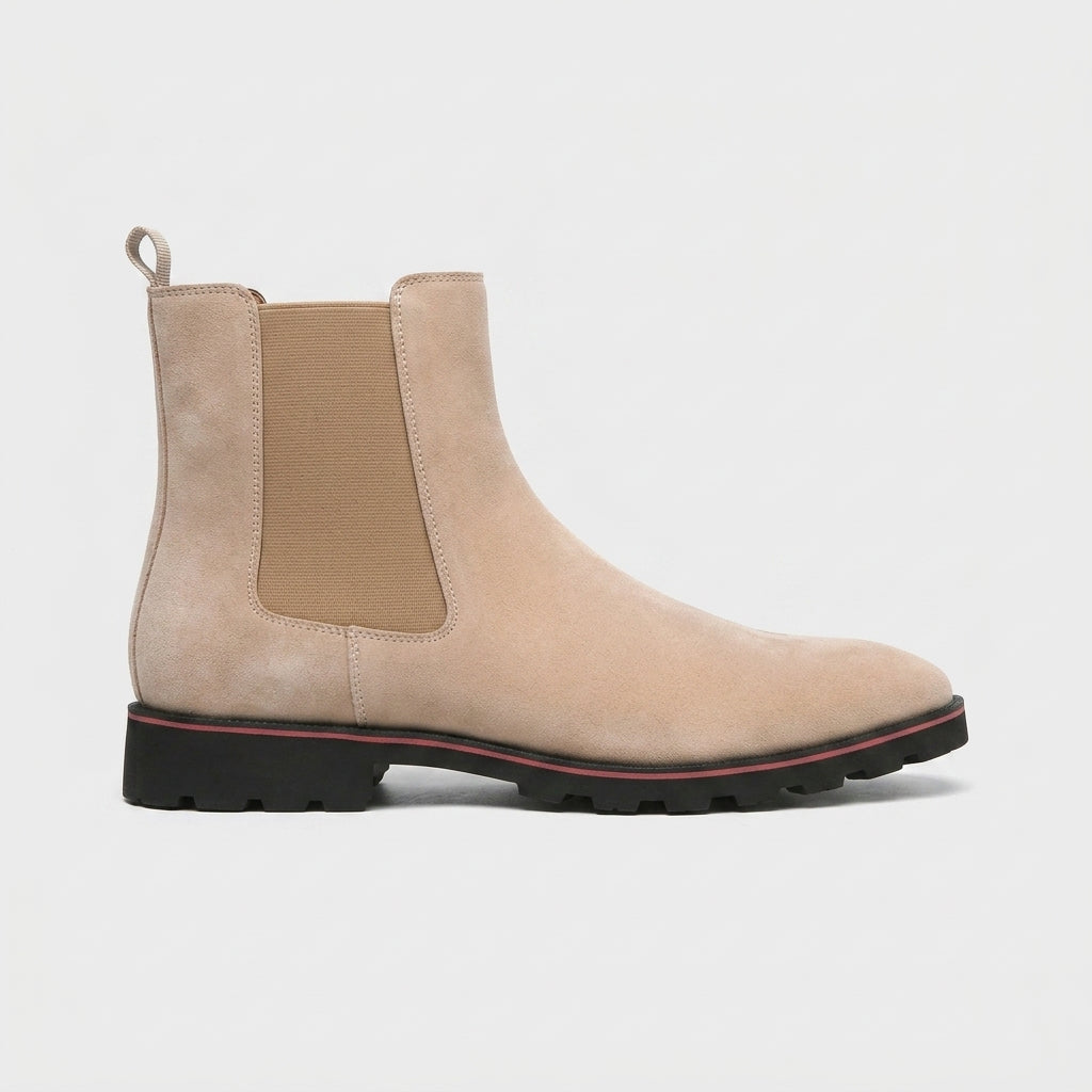 Men's Suede Chelsea Boots with Elastic Side Panel and Pull Tab